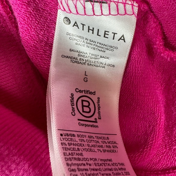 Athleta Savasana Twist Back Cropped Crewneck  Electric Fuchsia Pink - Large - Picture 6 of 8